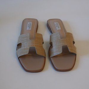 NWOT Womens Steven New York "Hadyn" Raffia Beige Straw Flat Sandal 7.5 *